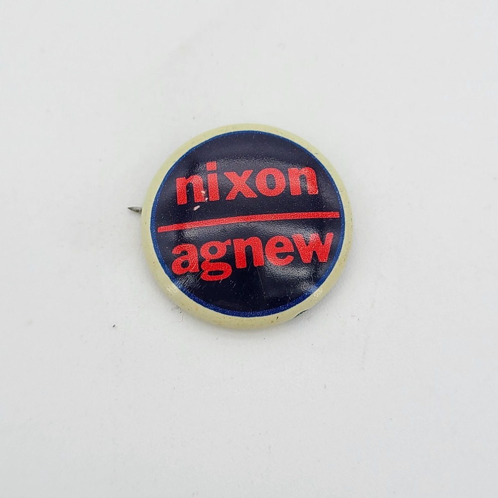 Vintage 1972 Nixon & Agnew 7/8" Presidential Campaign Pin Back Button - Picture 2 of 6